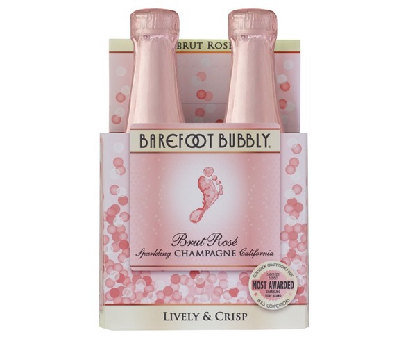 Barefoot Bubbly Brut Rose Sparkling Wine - 4pk / 187ml Bottles