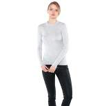 JENNIE LIU Tissue Weight 55% Silk 45% Cashmere Ribbed Long Sleeve Crew Neck Sweater
