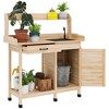 Outsunny Garden Potting Bench Table with Sink, Lockable Storage Cabinet and Open Shelf, Outdoor Planting Workstation with Steel Tabletop - 4 of 4