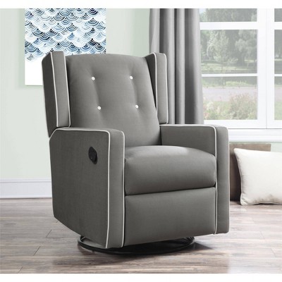 Gray Linen Tufted Swivel Recliner Armchair with Track Arms