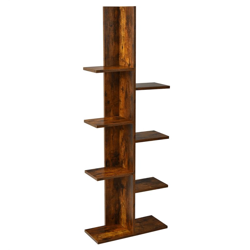 Costway 8-shelf Bookcase Freestanding Tree shelf Display Storage Stand Black\White, 1 of 11