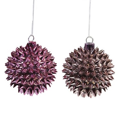 Holiday Ornament 3.0" Spiny Balls In Pink Set / 2 Ombre Shade Valentines Easter  -  Tree Ornaments