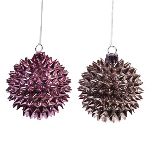 Cody Foster 3.0 Inch Spiny Balls In Pink Set / 2 Ombre Shade Valentines Easter Tree Ornaments - 1 of 3