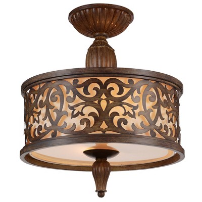 CWI Lighting Nicole 3 Light Drum Shade Flush Mount With Brushed Chocolate Finish