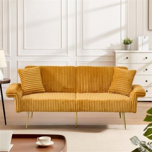 RISOKEYS 79 Inch Corduroy Sofa Bed - Foldable Double Sofa Bed with Folding Armrests for Living Rooms and Small Spaces - Soft Velvet Fabric - 1 of 4