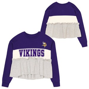NFL Minnesota Vikings Girls' Crew Neck Fleece Sweatshirt - 1 of 3