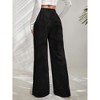 Women's Wide Leg Lounge Corduroy Pants Smocked Waistband Elastic High Waist Casual Fall Straight Leg Pants Loose Fitted Slit Trousers with Pockets - 2 of 4