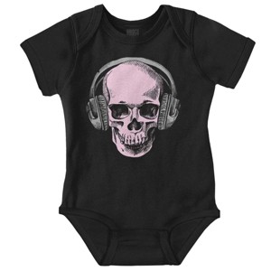 Vintage Skull Headphones Music Baby Romper Boys or Girls Brisco Brands - 1 of 4