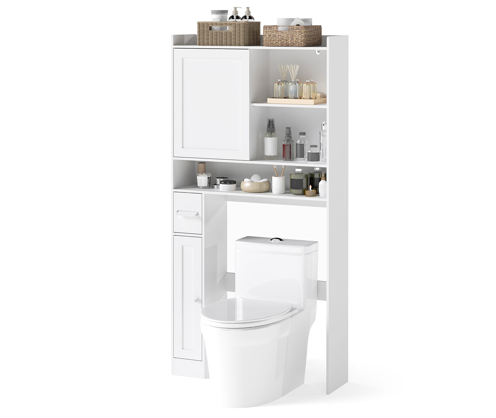 Tangkula Over the Toilet Cabinet Space-saving Bathroom Storage Organizer w/ Sliding Door