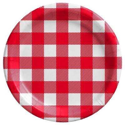  20ct 6.75" Snack Plate Red Gingham - Sun Squad™ 