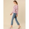 INSPIRE CHIC Women's Floral Print V Neck Tie Waist Ruffle Neck Chiffon Wrap Shirt - 4 of 4