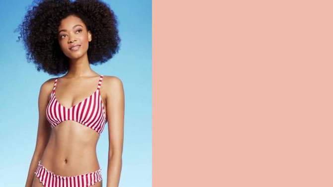Women's Striped Hidden Underwire Bikini Top - Shade & Shore™ Red/White, 2 of 7, play video