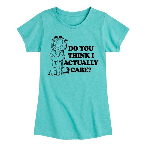 Girls' - Garfield - Do You Think I Actually Care Fitted Short Sleeve Graphic T-Shirt - image 1 of 4