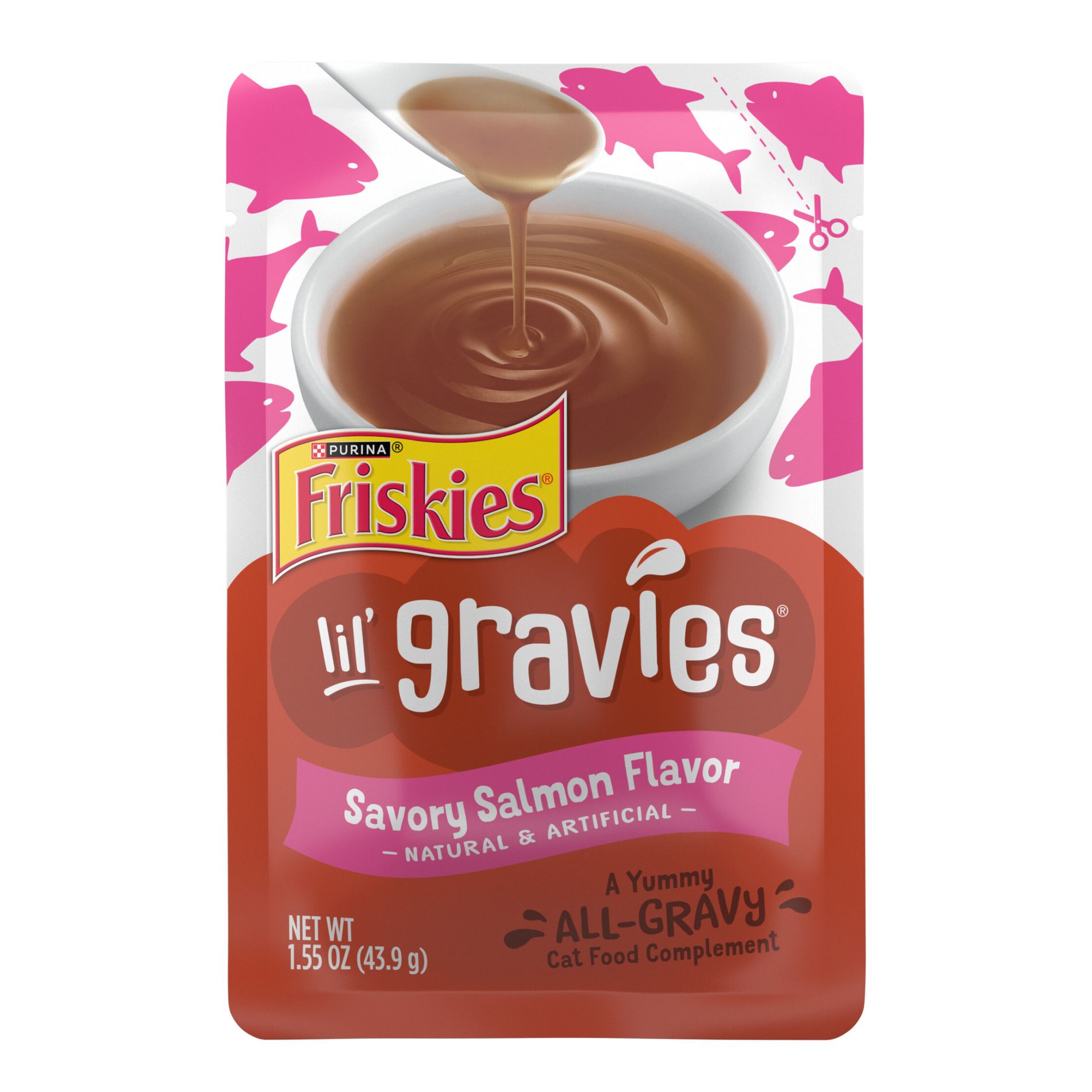 Friskies Gravies Lickable Savory Seafood, Fish and Salmon Flavor Wet Cat Food - 1.55oz