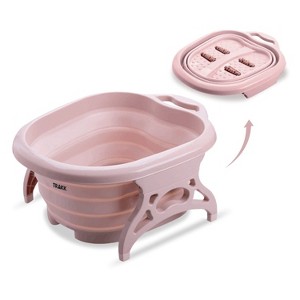 TRAKK Foot Spa- Soaking Bath Tub with Rollers- Collapsible- Pink - 1 of 4