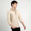Campus Sutra Men Men's Beige Ripple Box Shirt - 3 of 4