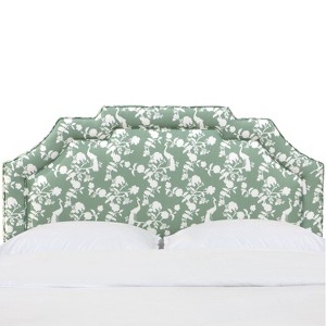 Full Notched Border Headboard in Peacock Silhouette Green - Cloth & Co.