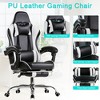 VECELO Reclining Gaming Chair, Faux Leather Adjustable Height Ergonomic Gaming Chair with Footrest & Lumbar Support, Black - 3 of 4