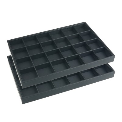 Unique Bargains Stackable Black PU Leather Jewelry Trays with Removable Dividers