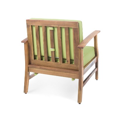 Belle Green Acacia Wood 4-Seat Fire Pit Chat Set