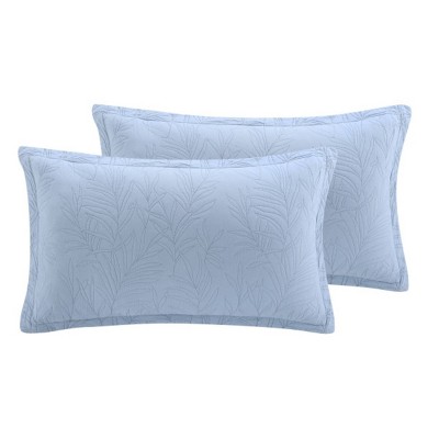 Costa Sera Blue Cotton Embroidered Standard Shams, 2-Pack