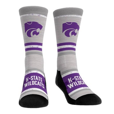 NCAA Kansas State Wildcats Adult Cool Gray Block Crew Socks - L/XL