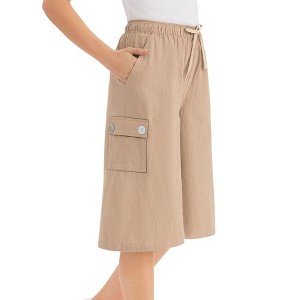 Collections Etc Crinkle Cotton Gauze Clothing Cargo Pocket Elastic Waist Split Skirt - 1 of 3