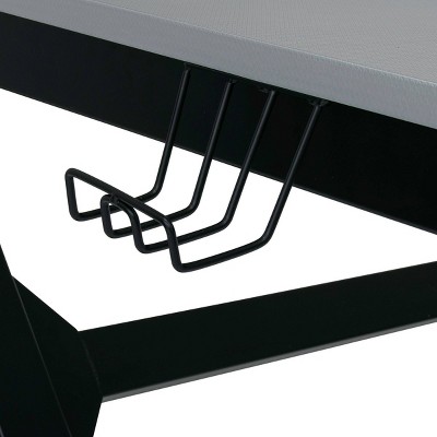 45" Black Steel Curved Gaming Desk with USB Ports and Cup Holder