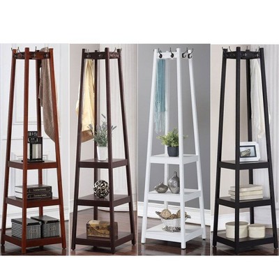 Legacy Decor 8 Hook 3 Tier Shelves Wooden Garment Coat Rack