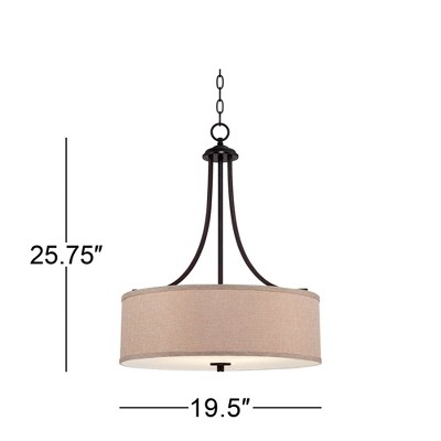 Oil Rubbed Bronze Drum Pendant Chandelier with Oatmeal Linen Shade