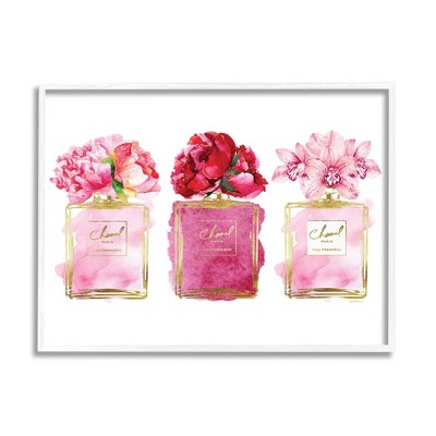 Stupell Industries Floral Glam Fashion Brand Perfumes Framed Giclee Art