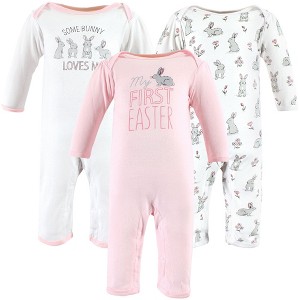 Hudson Baby Infant Girl Cotton Coveralls, Some Bunny - 1 of 4