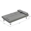 NicBex 66.1 Inch Convertible Folding Futon Sofa Bed with 2 Cup Holders and Stainless Legs for Living Room,Office,Bedroom,Gray - 4 of 4