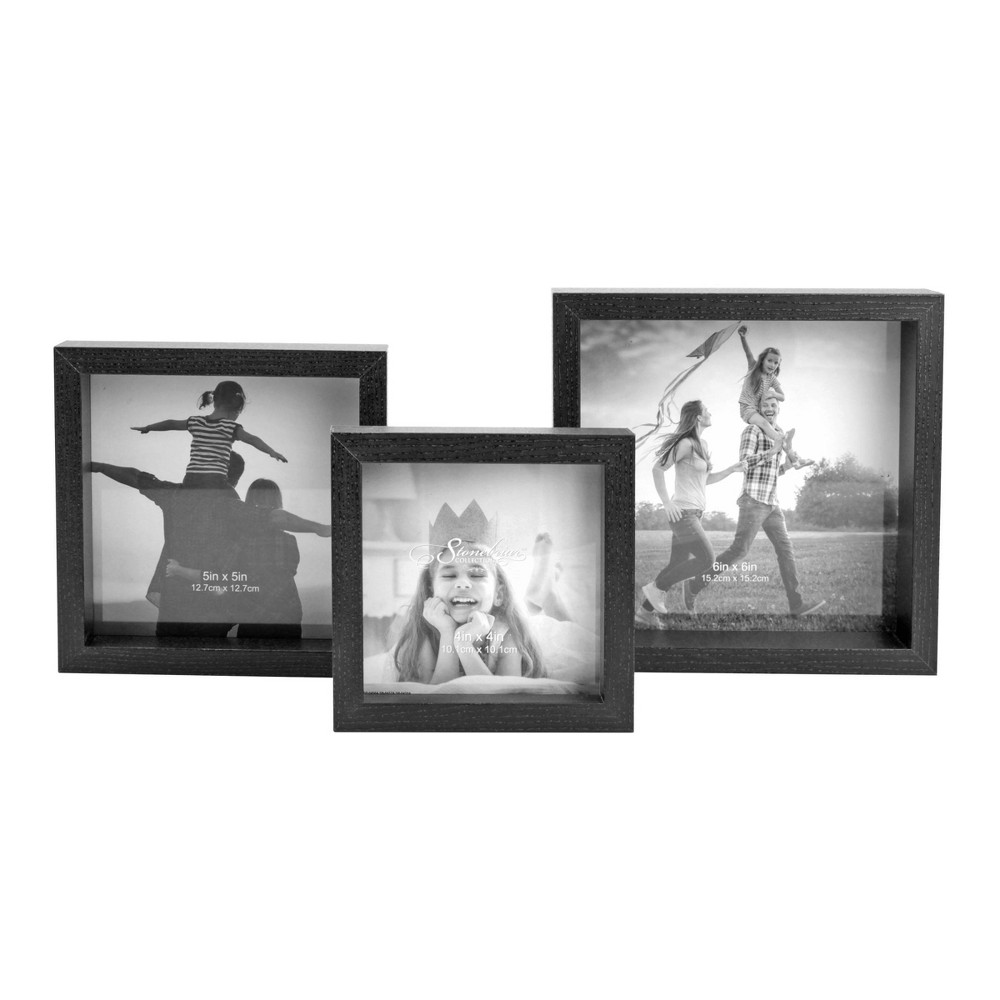 Photos - Photo Frame / Album 3pc Nesting Frame Set Black - Stonebriar Collection