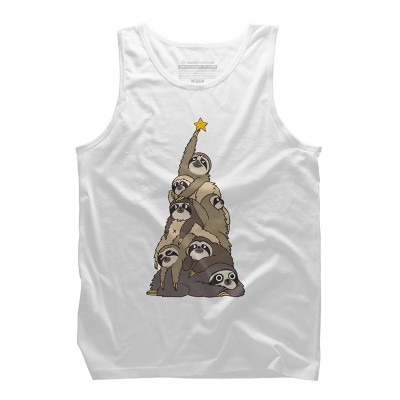 Men's Design By Humans Christmas Tree Sloths By huebucket Tank Top