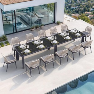 PURPLE LEAF Dining Set Patio Metal Table and Wicker Rattan Chairs for Outside Porch Garden Kitchen Modern Outdoor Furniture Sets - 1 of 4