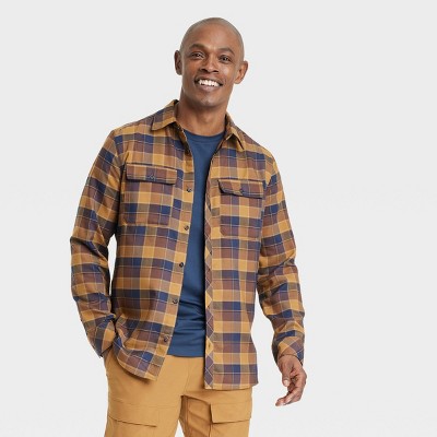 Men's Long Sleeve Flannel Shirt - All In Motion™ Brown/navy S : Target