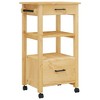 vidaXL Kitchen Trolley MONZA 18.9 in.x15.7 in.x35.4 in. Solid Wood Pine - image 2 of 4