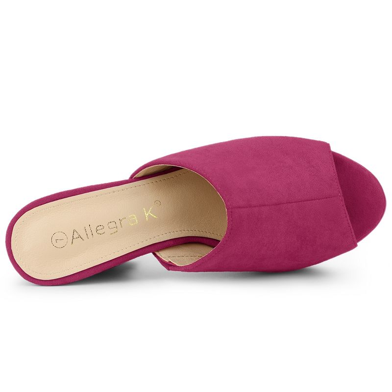 Allegra K Women's Open Toe Platform Chunky Heel Slides Sandals, 4 of 7