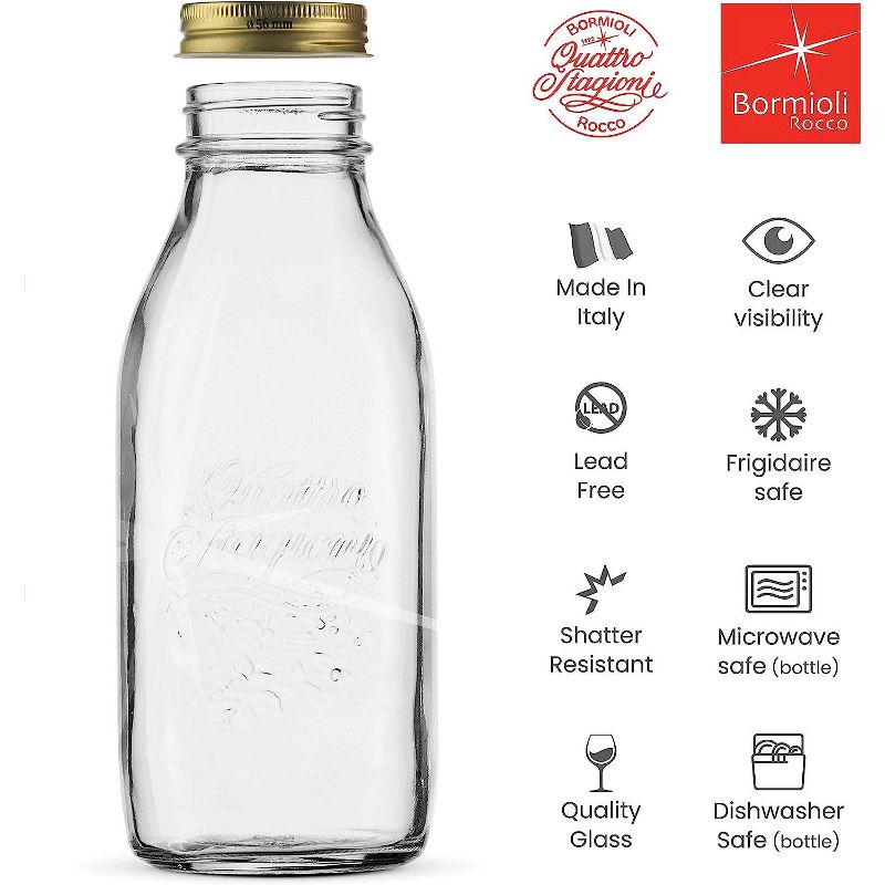 Bormioli Rocco Quattro Stagioni Glass Milk Bottle 33.75, 4 Pack, Clear, 5 of 7