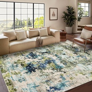 coucheta Multi-size Modern Abstract Area Rug for Living Room, Washable Non-Slip Soft Print Faux Wool Carpet, for Bedroom, Dining Room, Office - 1 of 4