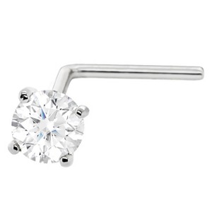 Jewelry Avalanche 22G 14K Gold L-shape Nose Stud with Moissanite - 1 of 2