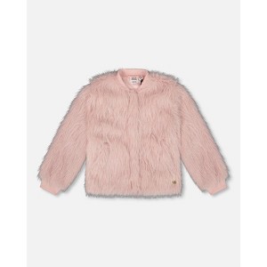 Deux par Deux Girl Short Faux Fur Coat Dusty Pink - 1 of 4