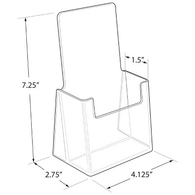 Clear Acrylic Wall Mounted Trifold Brochure Holder, 7.25" x 4"