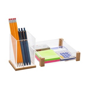 Mind Reader Modern Collection Plastic Catch All Tray & Pen Cup: Desk Organizer Set, Office & Pen Holder, Multicolored - 1 of 4