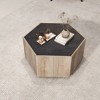 Hexagonal Coffee Table With 2 Drawers Waterproof Scratch-resistant Rural Style Center Sofa Table - 2 of 4