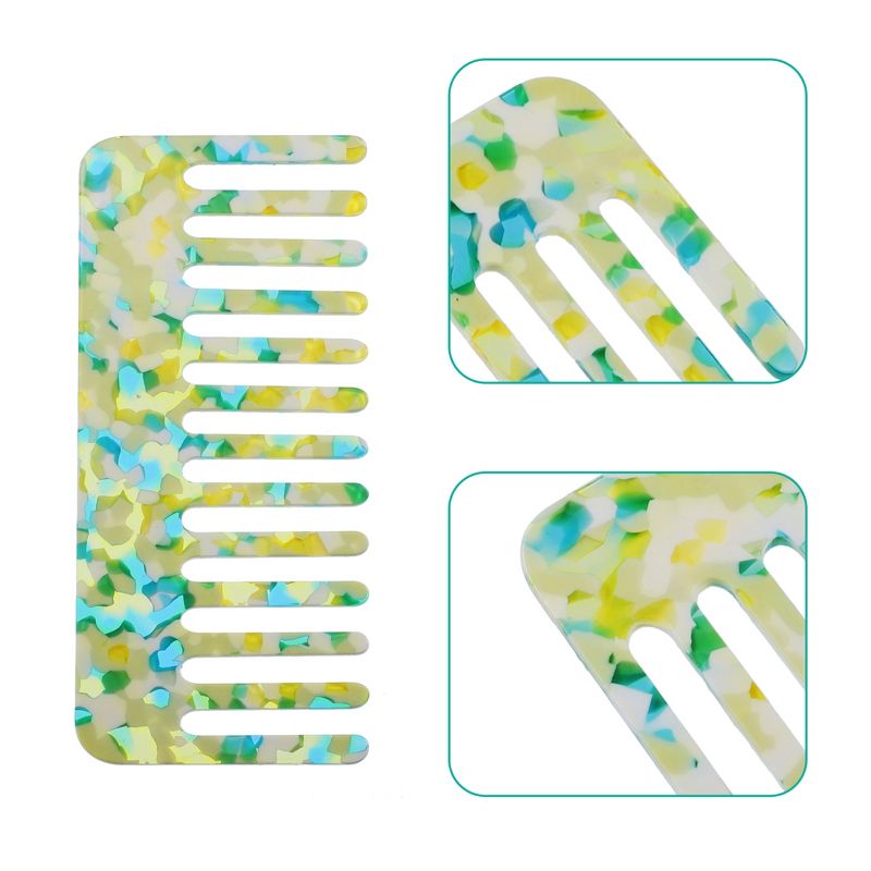 Unique Bargains Anti-Static Hair Comb Wide Tooth for Thick Curly Hair Hair Care Detangling Comb For Wet and Dry Dark 2.5mm Thick Light Green 2 Pcs, 3 of 7