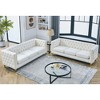 3-Seater + 3-Seater Velvet Buttons Tufted Square Arm Sofa Set with Metal Legs, Nailhead Trim and Suitable for Living Room & Bedroom - 3 of 4