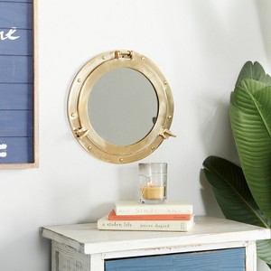 Brass Sail Boat Wall Mirror with Port Hole Detailing Gold- Novogratz - 1 of 4