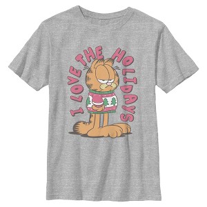 Boys Garfield I Love The Holidays Ugly Sweater T Shirt - 1 of 4